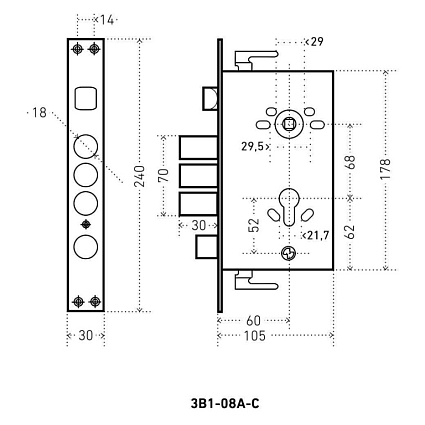 Замок врезной АЛЛЮР ЗВ1-08А-С БЕЗ Ц/МЕХ.Б/О ДЛЯ КИТ.МЕТАЛЛ.ДВЕРЕЙ от интернет-площадки Гурумарт