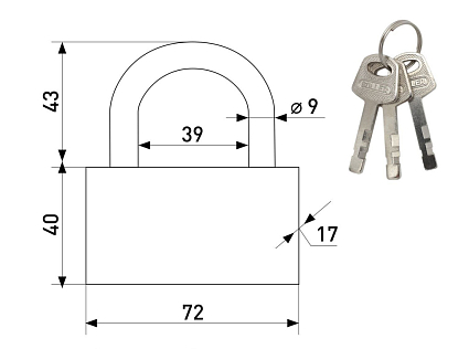 Soller Extra 801-80HD сатин Замок навесной от интернет площадки Гурумарт