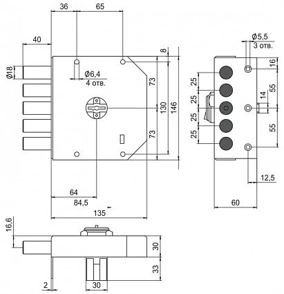 Замок накладной ЭЛЬБОР REX 3.12 5КЛ Б/О (1.06.51) от интернет площадки Гурумарт