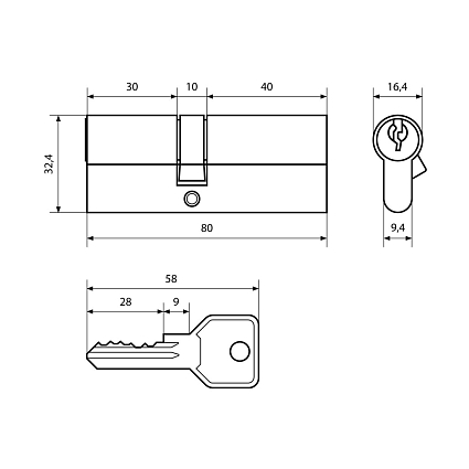 Стандарт Z.I.80-5K (30x10x40) CP 5кл англ.ключ/ключ Цилиндровый механизм   от интернет площадки Гурумарт