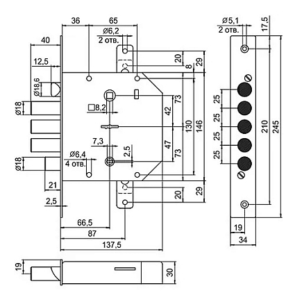 Замок врезной Эльбор 1.06.42.5.5 Гранит левый задв с/т б/о  от интернет-площадки Гурумарт