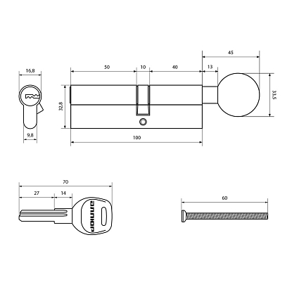 АЛЛЮР HD FG 100-5К CP[40Gх10х50](55x45G) хром перф.кл БЛИСТЕР Цилиндровый механизм от интернет площадки Гурумарт
