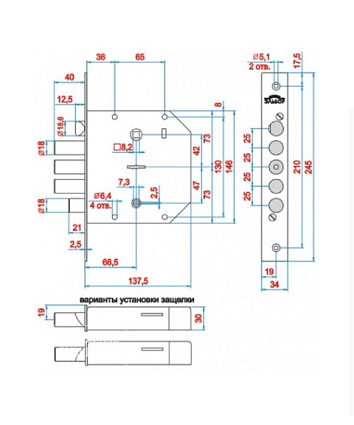 Замок врезной ЭЛЬБОР REX 3.9 5 КЛ ПРАВ. Б/О (1.06.41.5) от интернет-площадки Гурумарт
