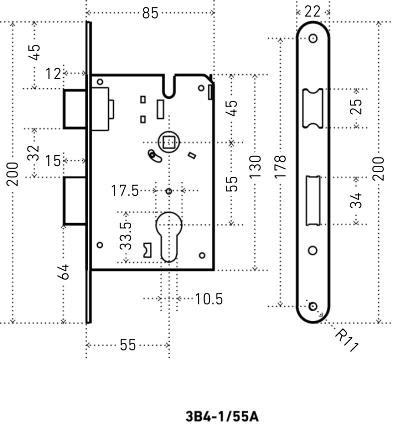 Замок врезной АЛЛЮР ЗВ4-1/55A CP ХРОМ АВТОМАТ ДЛЯ КАЛИТОК БЕЗ Ц/МЕХ. от интернет-площадки Гурумарт