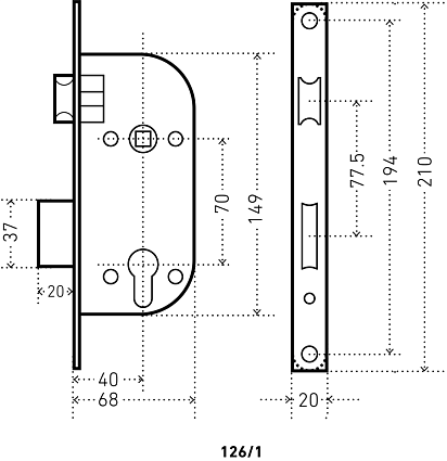 Замок врезной АЛЛЮР 126/1 CP ХРОМ от интернет-площадки Гурумарт