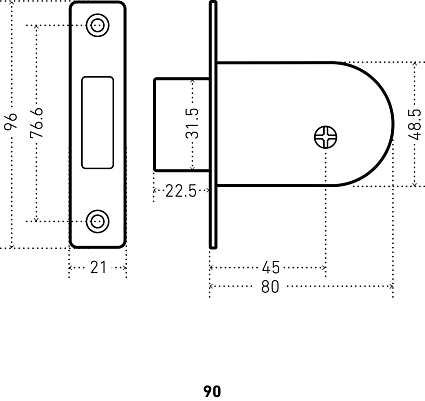 Замок врезной АЛЛЮР 90 ЛАТ. КРЕСТ.КЛЮЧ от интернет-площадки Гурумарт