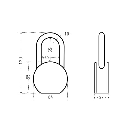 БУЛАТ ВС6-Т65-01МХ (ВС1С-865Д) хром d10,5 мм 5 перф. кл. Замок навесной   от интернет площадки Гурумарт