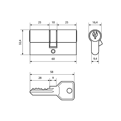Стандарт Z.I.60-5K CP 5кл англ.ключ/ключ Цилиндровый механизм   от интернет площадки Гурумарт