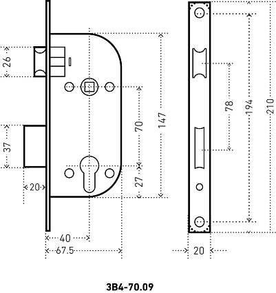 Замок врезной АЛЛЮР АРТ ЗВ4-70.09 GP ЗОЛОТО от интернет-площадки Гурумарт