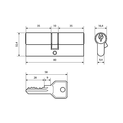 Стандарт Z.I.80-5K BP 5кл англ.ключ/ключ Цилиндровый механизм   от интернет площадки Гурумарт