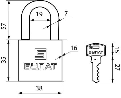 БУЛАТ ВС 1140-01 латунный 5кл. d=6,5мм Замок навесной от интернет площадки Гурумарт