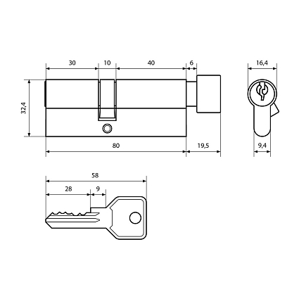 Стандарт Z.I.80В-5K (30x10x40B) CP 5кл англ.ключ/верт. Цилиндровый механизм   от интернет площадки Гурумарт