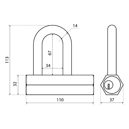 БУЛАТ ВС6-Р110-01МХ (ВС1С-110Д) d14 мм 5 перф. кл. Замок навесной   от интернет площадки Гурумарт