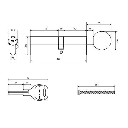 АЛЛЮР HD FG 100-5К CP[40Gх10х50](55x45G) хром перф.кл БЛИСТЕР Цилиндровый механизм от интернет площадки Гурумарт