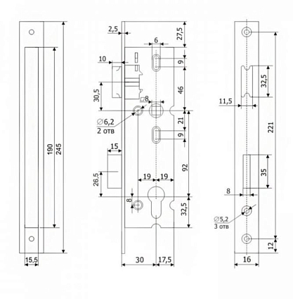 Гардиан PROFI 30.11.16 б/о без ц/м, м/о 92мм Замок врезной б/руч   от интернет площадки Гурумарт