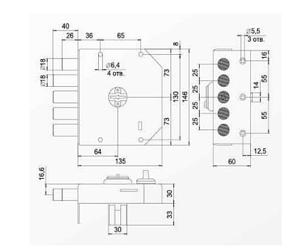 Замок накладной ЭЛЬБОР 1.06.61.5.5К ГРАНИТ ЗАДВ от интернет площадки Гурумарт