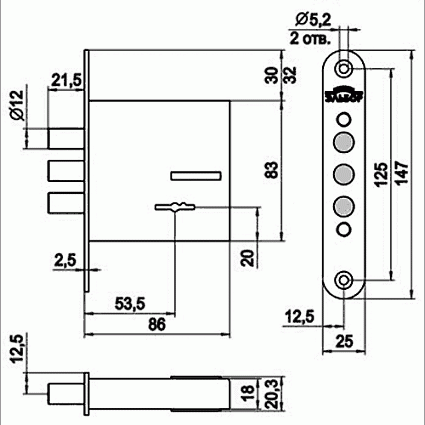 Замок врезной ЭЛЬБОР REX 1.4. 3 КЛ Б/О (1.04.04) от интернет-площадки Гурумарт