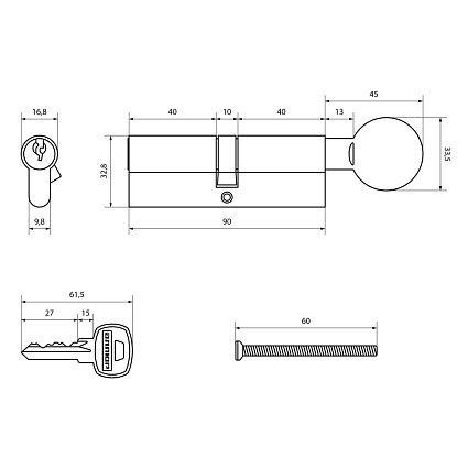 АЛЛЮР A.G 90-6К CP хром вертушка Цилиндровый механизм от интернет площадки Гурумарт