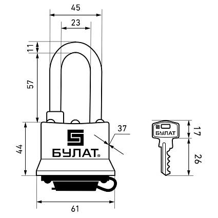 БУЛАТ ВС 0350-01 всепогодный 5кл. d=11мм Замок навесной   от интернет площадки Гурумарт