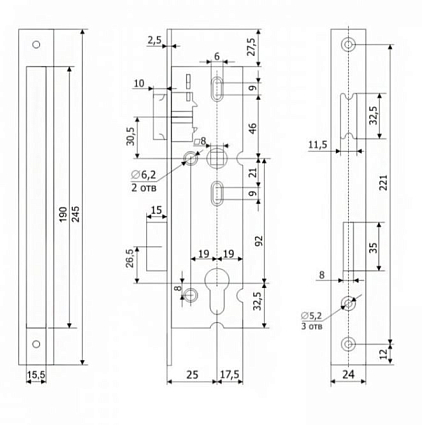 Гардиан PROFI 25.11.24 б/о без ц/м, м/о 92мм Замок врезной б/руч   от интернет площадки Гурумарт