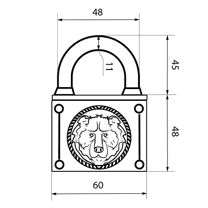 АВАНГАРД ВС2М-60 МЕДВЕДЬ Бронза d11,5мм Замок навесной   от интернет площадки Гурумарт
