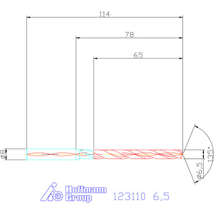 картинка Сверло монолитное 123110 6.5 от магазина Гурумарт