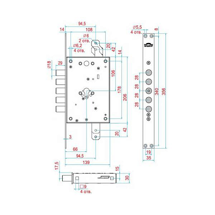 Замок врезной ЭЛЬБОР 1.08.12 РУБИН от интернет-площадки Гурумарт