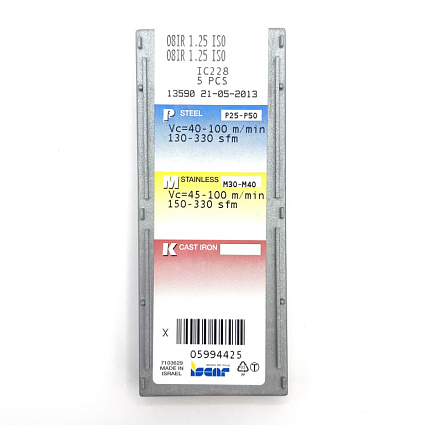 картинка Пластина резьбовая 08IR 1.25 ISO  IC228 от магазина Гурумарт