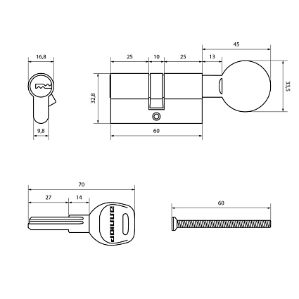 АЛЛЮР HD FG 60-5К WHITE белый перф.кл/верт Цилиндровый механизм  от интернет площадки Гурумарт