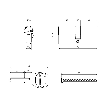АЛЛЮР HD F 70-5К BLACK (35х35) черный перф.кл Цилиндровый механизм  от интернет площадки Гурумарт