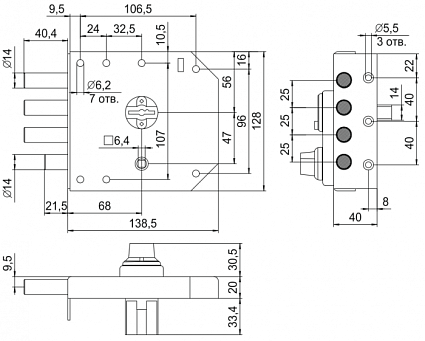 Замок накладной ЭЛЬБОР REX 2.16 5КЛ Б/О (1.05.59) от интернет площадки Гурумарт