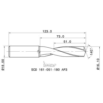 картинка Сверло монолитное SCD 161-051-180 AP3  IC908 от магазина Гурумарт