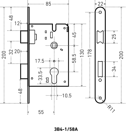 Замок врезной АЛЛЮР ЗВ4-1/58A CP ХРОМ ДЛЯ КАЛИТОК БЕЗ Ц/МЕХ. от интернет-площадки Гурумарт