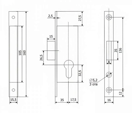 Гардиан PROFI 35.01.16 б/о без ц/м Замок врезной б/руч   от интернет площадки Гурумарт