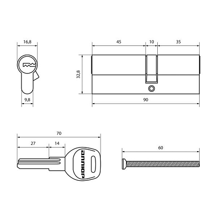 АЛЛЮР  F 90-5К  хром перф.кл Цилиндровый   от интернет площадки Гурумарт