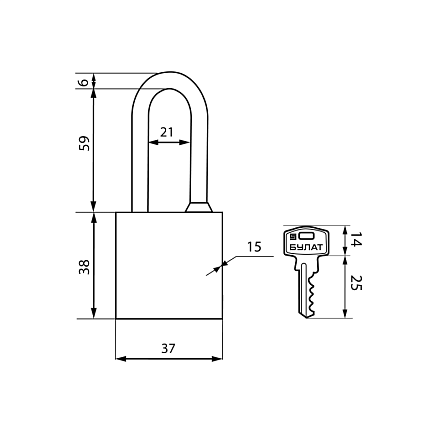 БУЛАТ ВС 364-01 чугунный 3кл. d=6мм Замок навесной от интернет площадки Гурумарт