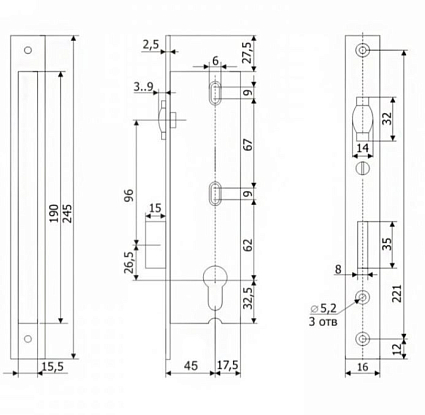 Гардиан PROFI 45.11Р.16 б/о без ц/м с ролик ЗЩ Замок врезной б/руч   от интернет площадки Гурумарт