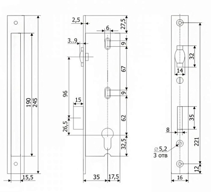 Гардиан PROFI 35.11Р.16 б/о без ц/м с/ролик.ЗЩ Замок врезной б/руч   от интернет площадки Гурумарт
