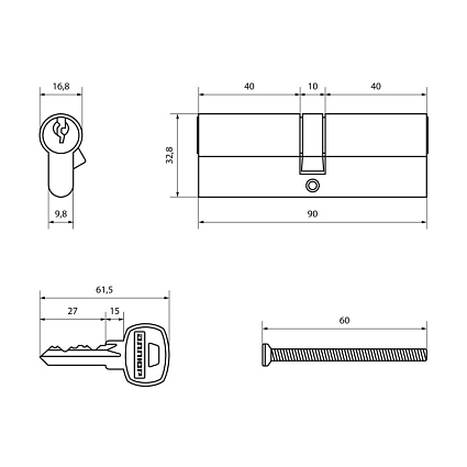 АЛЛЮР A 90-6К CP хром Цилиндровый механизм от интернет площадки Гурумарт