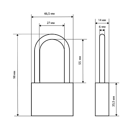 СТАНДАРТ HG-350L дл.дужка d6мм ЕВРОПАКЕТ Замок навесной от интернет площадки Гурумарт