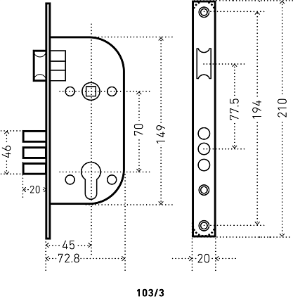 Замок врезной АЛЛЮР 103/3 AС СТ.МЕДЬ от интернет-площадки Гурумарт