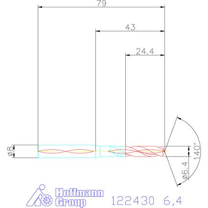 картинка Сверло монолитное 122430 6.4 от магазина Гурумарт