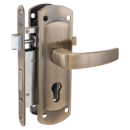 Замок врезной АЛЛЮР ЗВ4-1/55A AB СТ.БРОНЗА АВТОМАТ ДЛЯ КАЛИТОК БЕЗ Ц/МЕХ. от интернет-площадки Гурумарт