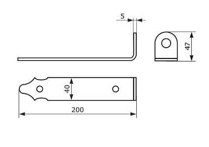 Домарт Проушина воротная 200*45*40 (толщ.5мм) б/п d 16мм   от интернет площадки Гурумарт