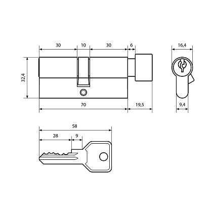 Стандарт Z.I.70В-5K CP 5кл англ.ключ/верт. Цилиндровый механизм   от интернет площадки Гурумарт