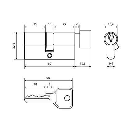 Стандарт Z.I.60В-5K BP 5кл англ.ключ/верт. Цилиндровый механизм   от интернет площадки Гурумарт