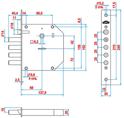 Замок врезной ЭЛЬБОР 1.05.29.5.5 БАЗАЛЬТ 4 РИГ.ЗЩ Б/О М/О 42 от интернет-площадки Гурумарт