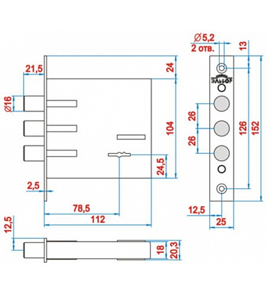 Замок врезной ЭЛЬБОР REX 1.3 3 КЛ Б/О (1.04.02.3) от интернет-площадки Гурумарт