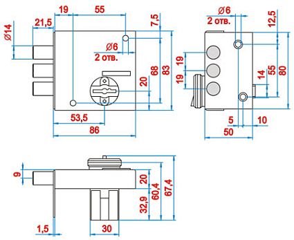 Замок накладной ЭЛЬБОР 1.04.61.5.5.К КРЕМЕНЬ от интернет площадки Гурумарт