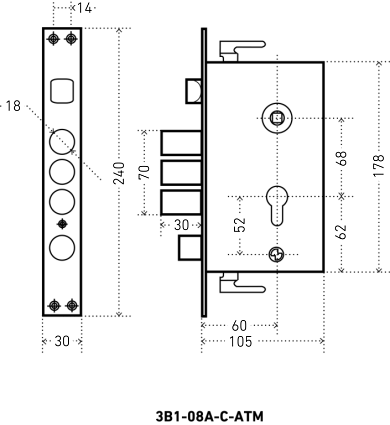 АЛЛЮР ЗВ1-08А-C AТМ-R правый автомат.без ц/мех.б/о для кит.металл.дверей Замок врезной б/руч  от интернет-площадки Гурумарт